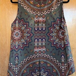 Mandala Print Sleeveless Blouse - Multicolor